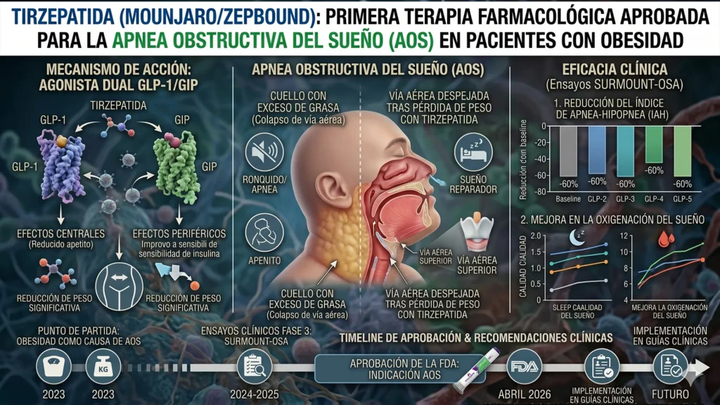 Tirzepatida Aprobada para Apnea Obstructiva del Sueño